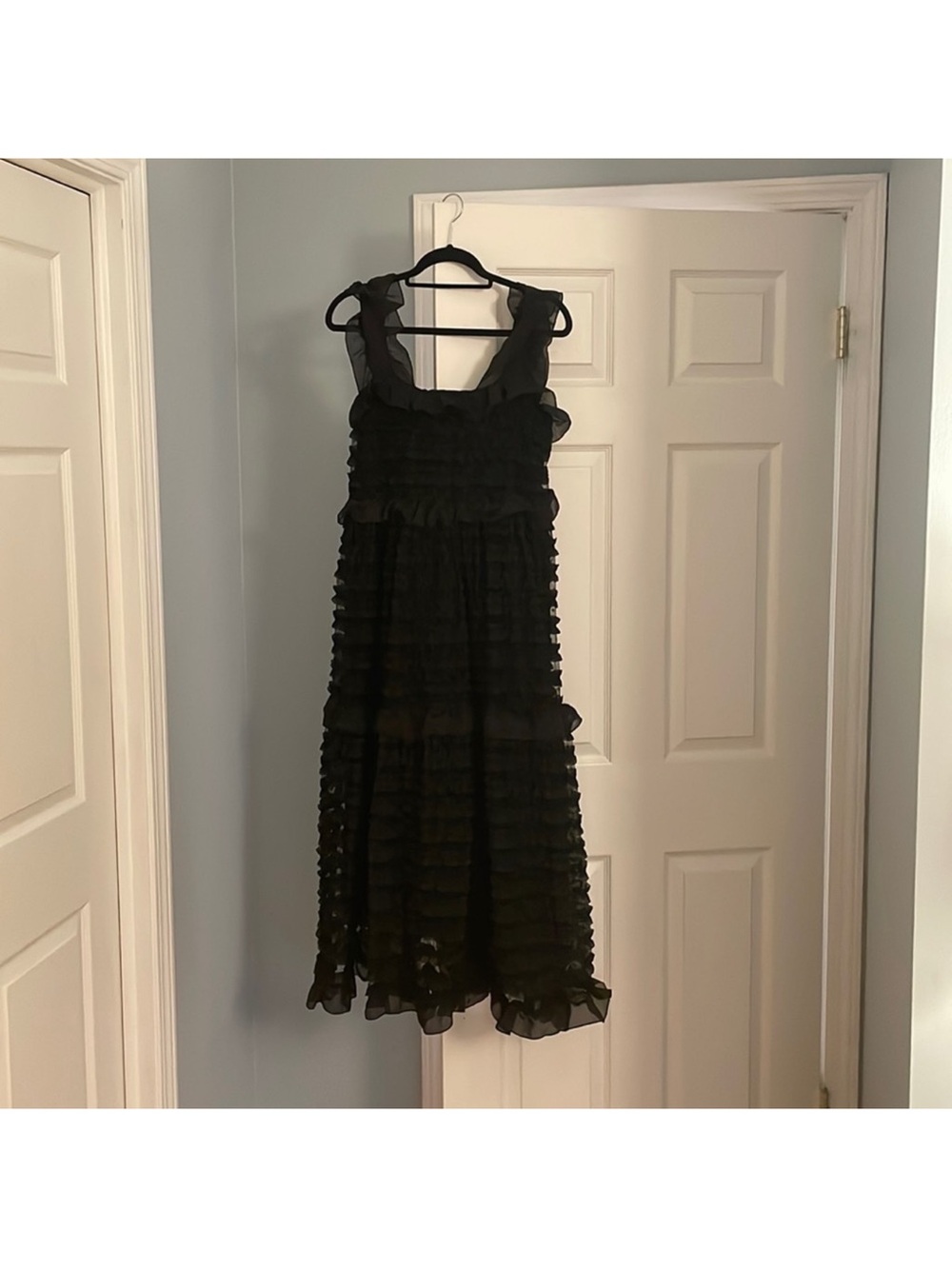 Sister Jane Black Ruffled Midi Dress